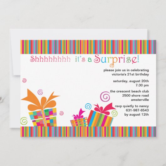 Shhh...サプライズパーティの招待状 招待状 (正面)