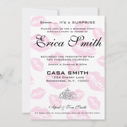 Shhh…原因はそれによってがびっくりパーティである沈黙を保ちます 招待状 (裏面)