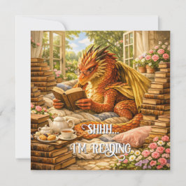 Shhh… 本を読んでます 読書ドラゴン  カード