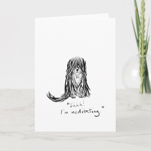 Shhh! 私は犬の漫画の挨拶状をめい想しています カード (正面)