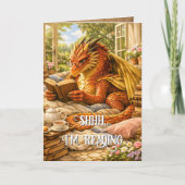 Shhh… 読書中です 読み物大好きドラゴン  カード (正面)