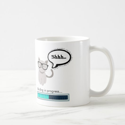 Shhh…進行中の読むこと コーヒーマグカップ (右)