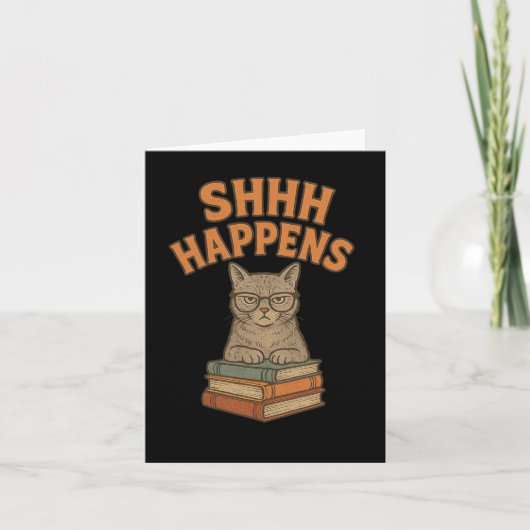Shhh Happenes図書室おもしろい猫図書室 カード (正面)