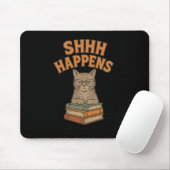 Shhh Happenes図書室おもしろい猫図書室 マウスパッド (マウス)