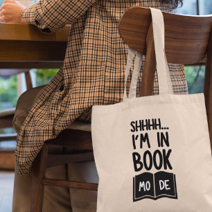 Shhh I'in Book Modeおもしろいブックワーム図書版ギフト トートバッグ