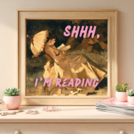 Shhh I'm Readingプリント、マキシマリストアート、読書好き ポスター