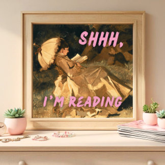 Shhh I'm Readingプリント、マキシマリストアート、読書好き ポスター