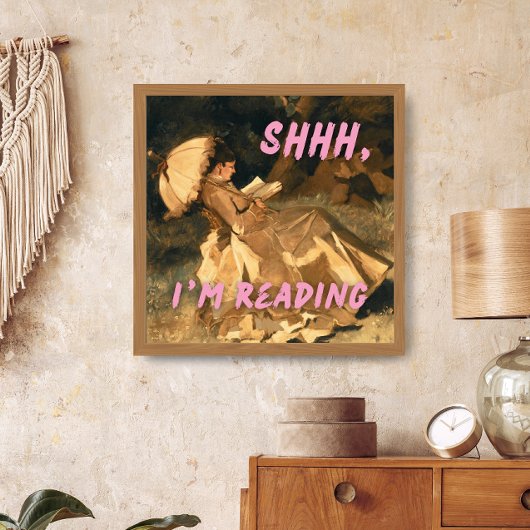 Shhh I'm Reading Print, Maximalist Art, Bookish ポスター