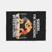 Shhh I'm Watching Wrestling Funny Wrestling Lover フリースブランケット (正面(横))