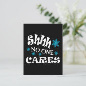 Shhh, No 気に One"おもしろい文字、かわいい雪 ポストカード (スタンド正面)