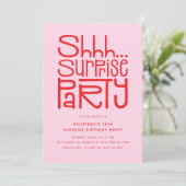 Shhh Surprise Party Modern Birthday 招待状 (スタンド正面)