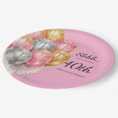 Shhh Surprise Pink Silver and Gold Birthday Party ペーパープレート (アングル)