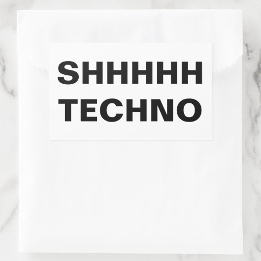SHHHHH TECHNO-clear back Custom-Cut Vinyl Sticker 長方形シール (バッグ)
