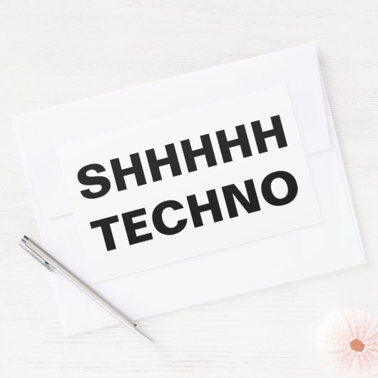 SHHHHH TECHNO-clear back Custom-Cut Vinyl Sticker 長方形シール (封筒)
