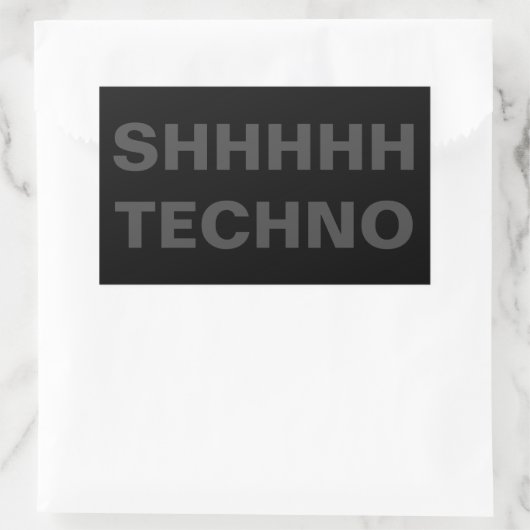 SHHHHH TECHNO Sticker gray on black 長方形シール (バッグ)