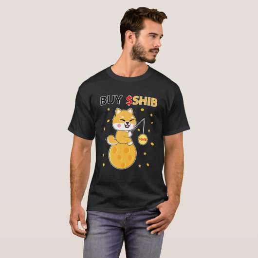 Shibトークンコイン暗号買Shib柴犬ミームCur Tシャツ (正面フル)