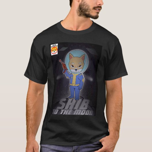 SHIB to the moon Crypto Astronaut Shiba Inu Coin Tシャツ (正面)