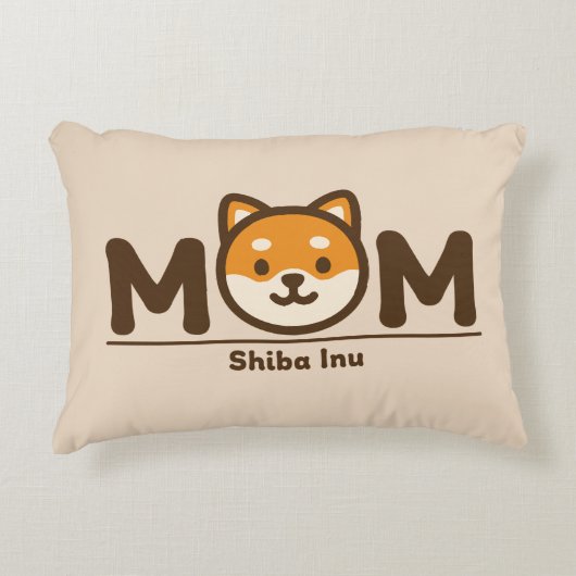 SHIBA INU ママ - 愛情あふれる柴犬ママデザイン アクセントクッション (正面)