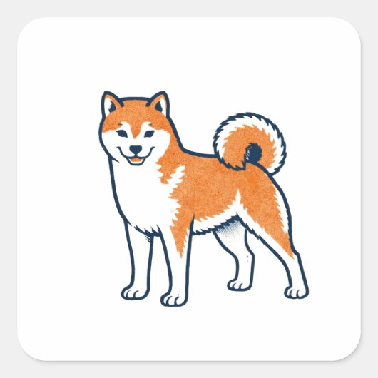 Shiba Inu ー Standing スクエアシール (正面)