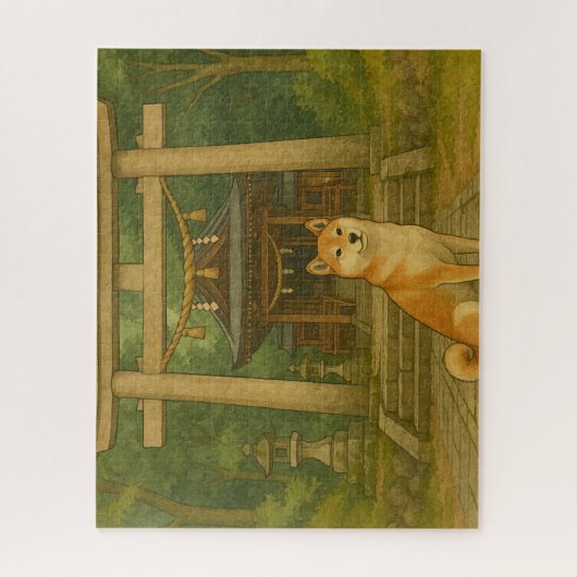 Shiba Inu at the Shrine Gate ジグソーパズル (縦)