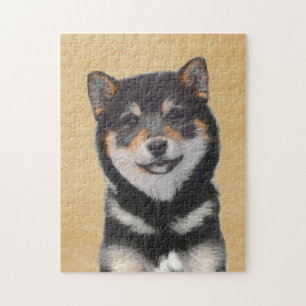 Shiba Inu (Black and Tan) Painting - Dog Art ジグソーパズル