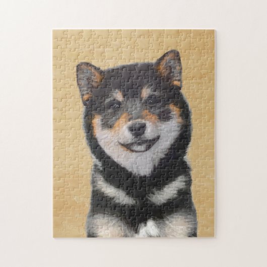 Shiba Inu (Black and Tan) Painting - Dog Art ジグソーパズル (縦)