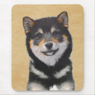 Shiba Inu (Black and Tan) Painting - Dog Art マウスパッド