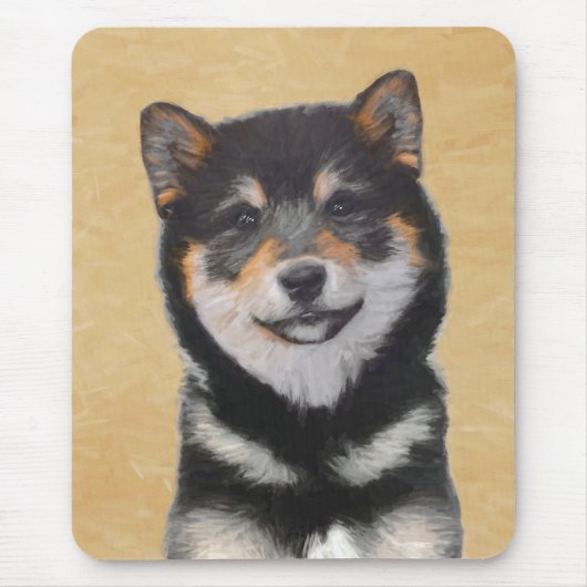 Shiba Inu (Black and Tan) Painting - Dog Art マウスパッド (正面)