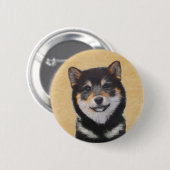 Shiba Inu (Black and Tan) Painting - Dog Art 缶バッジ (正面&裏面)