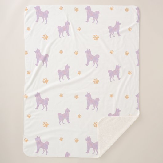 Shiba Inu Blanket – Minimal Lavender Gift  シェルパブランケット (正面)