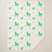 Shiba Inu Blanket – Minimal Pastel Green Gift  シェルパブランケット (正面)