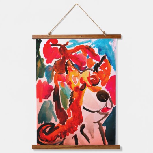 Shiba Inu cherry Japen blossom  吊り下げ型タペストリー (正面)