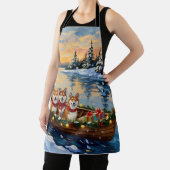 Shiba Inu Christmas Boat Holiday エプロン (インサイチュ)