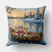 Shiba Inu Christmas Boat Holiday クッション (裏面)