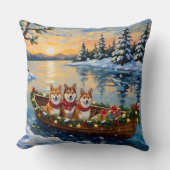 Shiba Inu Christmas Boat Holiday クッション (正面)