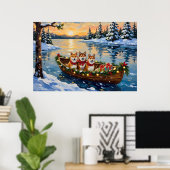 Shiba Inu Christmas Boat Holiday ポスター (ホームオフィス)