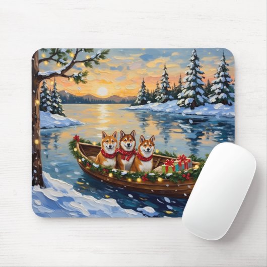 Shiba Inu Christmas Boat Holiday マウスパッド (マウス)