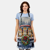 Shiba Inu Christmas Red Truck Holiday エプロン (着用した状態)