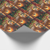 Shiba Inu Decorating the Christmas Tree Painting ラッピングペーパー (角)