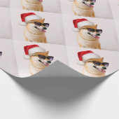 Shiba Inu dog in Santa Claus red hats ラッピングペーパー (角)