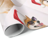 Shiba Inu dog in Santa Claus red hats ラッピングペーパー (ロールコーナー)