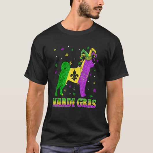 Shiba Inu Dog Mardi Gras Carnival Jester Beads Tシャツ (正面)