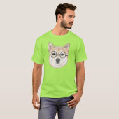 Shiba Inu Dog with Oversized Round Glasses Tシャツ (正面フル)