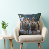 Shiba Inu Dogs Christmas Snow Holiday クッション (椅子)