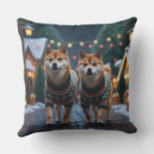 Shiba Inu Dogs Christmas Snow Holiday クッション (裏面)
