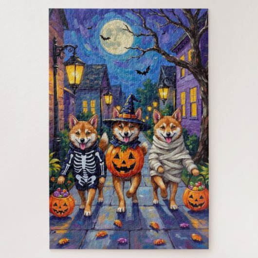 Shiba Inu Dogs in Halloween Costumes ジグソーパズル (縦)