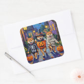 Shiba Inu Dogs in Halloween Costumes スクエアシール (封筒)