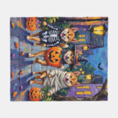 Shiba Inu Dogs in Halloween Costumes フリースブランケット (正面(横))