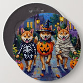 Shiba Inu Dogs in Halloween Costumes 缶バッジ (正面&裏面)