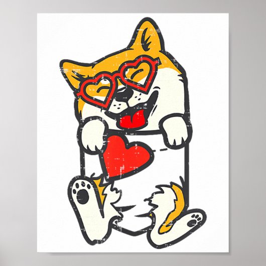 Shiba Inu Feet Pocket Heart Valentines Day Akita I ポスター (正面)